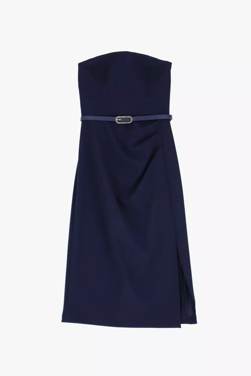 Rochie bleumarin fără bretele cu curea – Eleganță semnată Imperial - imagine 3