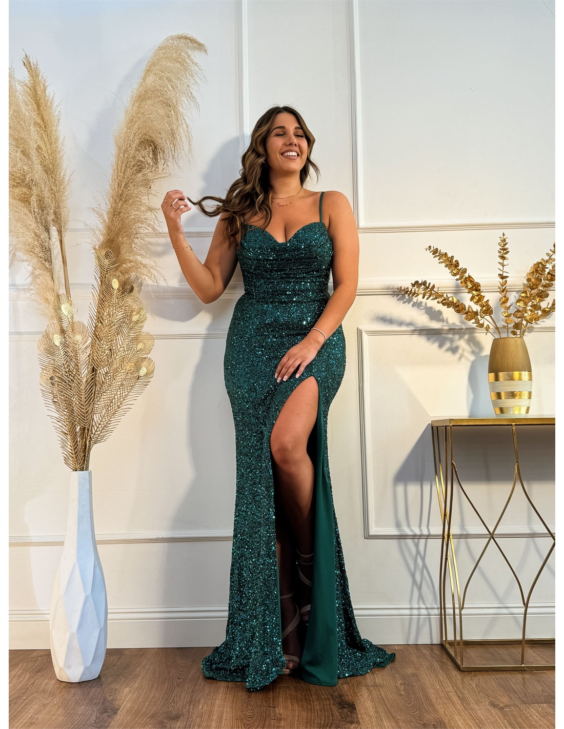 Rochie Bagliori Di Capri-Verde Smarald Cu Paiete