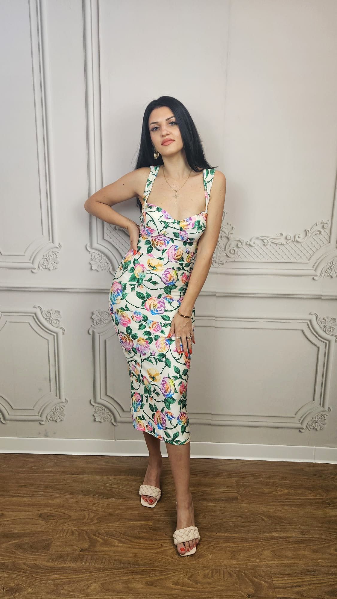 Rochie mulată florală, mărime universală S-M