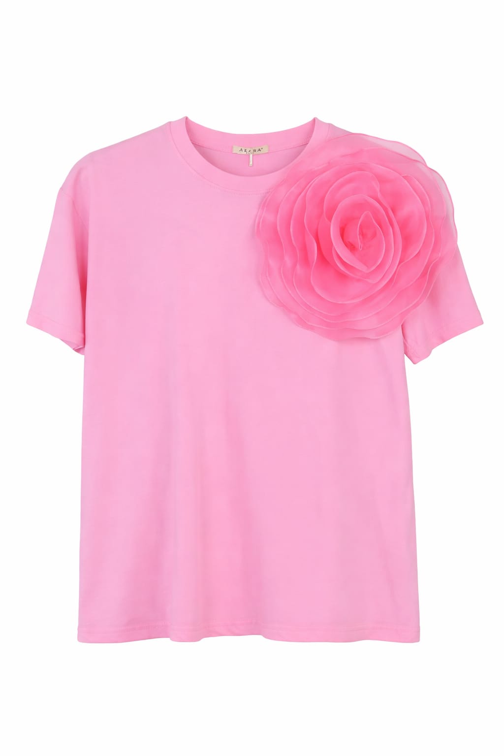 Tricou Roz cu floare 3D Oversize – 100% Bumbac, Mărime Universală | Diva Exclusive Fashion - imagine 2